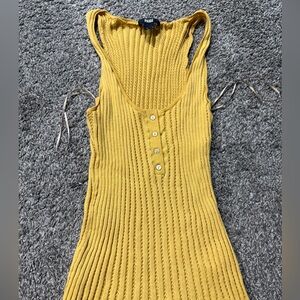 PAIGE Yellow Ribbed Button-Front Tank Top